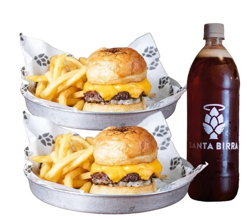 2 Double Cheese + 1 Litro Artesanal