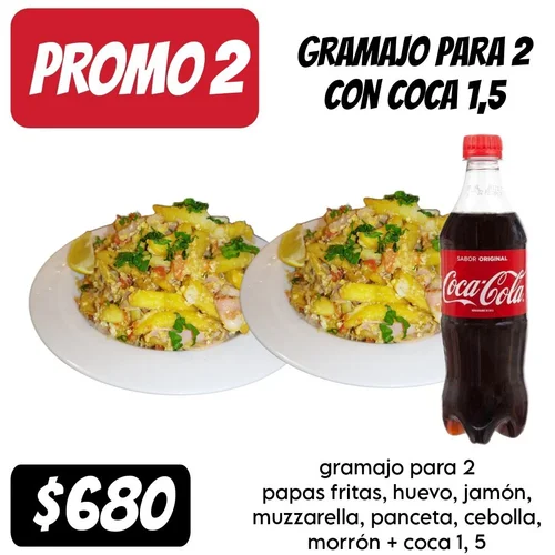 Promo 2 - Gramajo p/2 + coca 1.5 L