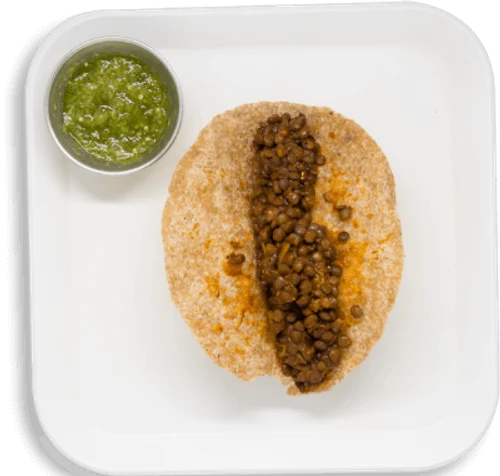 Taco Lentejas y Verduras Picantes en Adobo